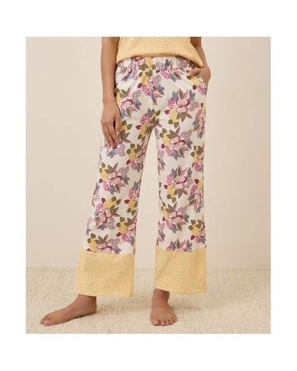 Pact Women's XXS Floral Print Organic Cotton Pull On Wide Leg Staycation Pant